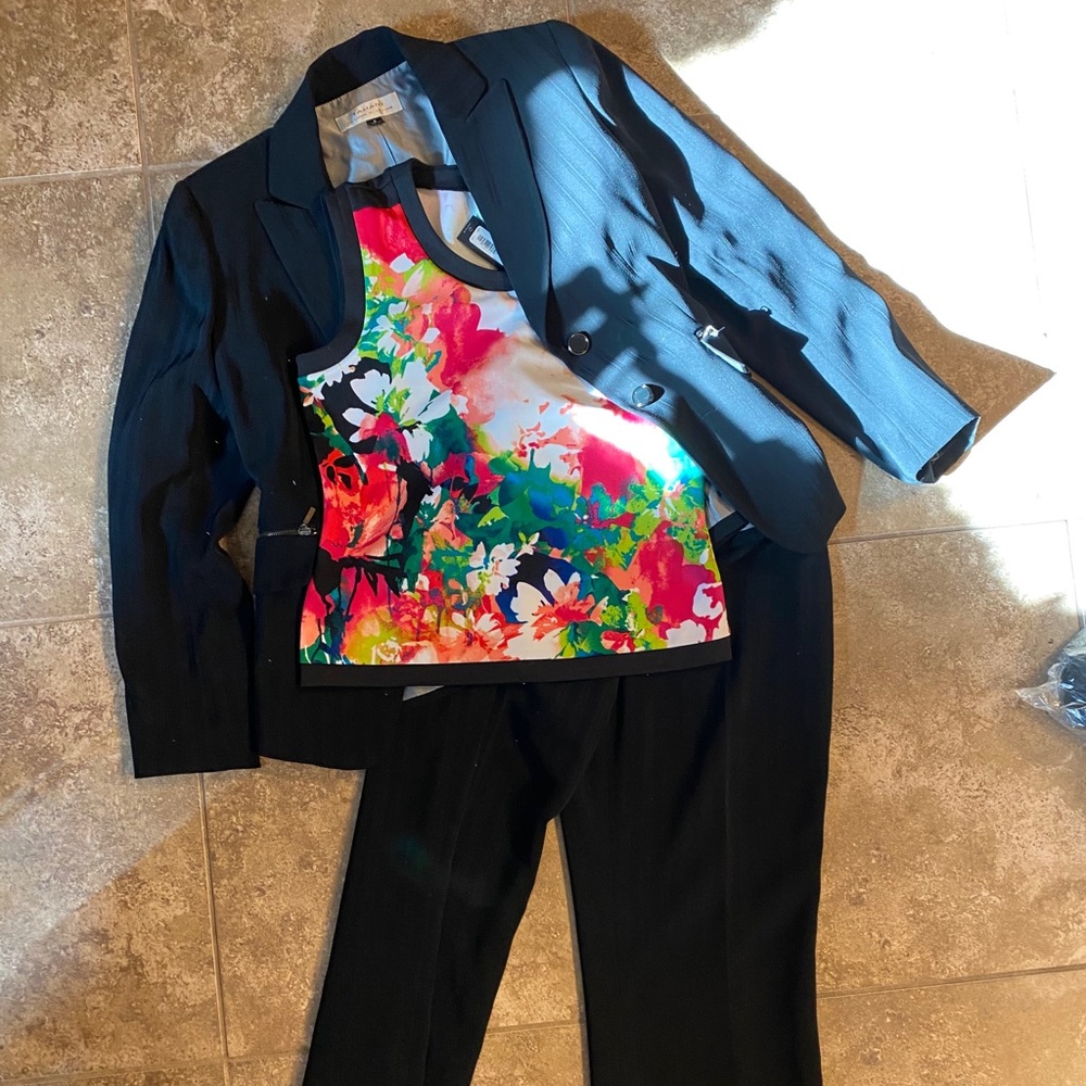 Tahari black pant suit